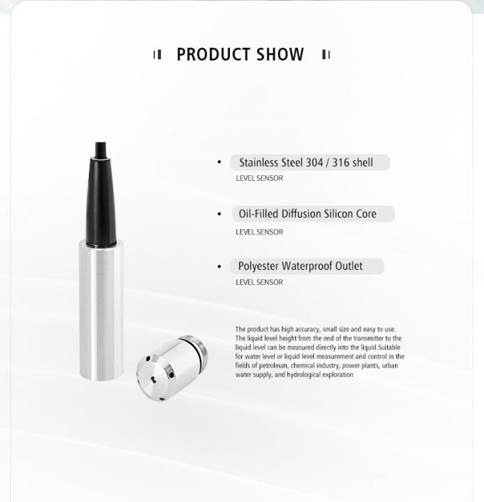 Ρούτζια 4-20ma Υποβρύχιος αισθητήρας επιπέδου υγρού Δείκτης μεταδότης Υδροστατικοί αισθητήρες επιπέδου νερού για επεξεργασία λυμάτων 1